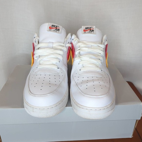 NIKE AIR FORCE 1 07 QS AF1 LOW All Star White 10 Multi Color Swoosh AH8462-102 main image 12